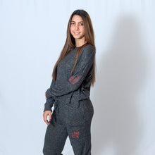 Load image into Gallery viewer, Charcoal  Cuddle Joggers For Ladies with Embroidered Ari Heart and Be the Light
