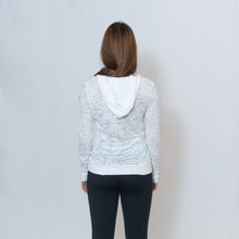 Load image into Gallery viewer, Be the Light Ari Arteaga Foundation Burnout Hoodie in White Rear View
