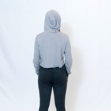Load image into Gallery viewer, Rear View Gray Be the Light Long Sleeve Cropped Hoodie
