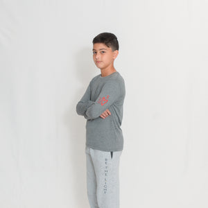 Gray Youth Fleece Joggers with Pockets and Be the Light Design on Left Thigh