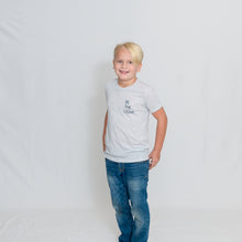 Load image into Gallery viewer, Kids White Fleck Crewneck Short Sleeve Tshirt with Be the Light Design on Chest
