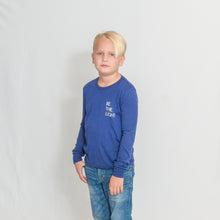 Load image into Gallery viewer, Royal Blue Kids Long Sleeve Jersey Tee with Be the Light on the Chest
