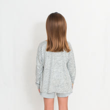 Load image into Gallery viewer, Rear View Girls - Light Gray/Oxford Long Sleeve Lightweight Cuddle Top - Ari Heart and Be the Light Text in Red
