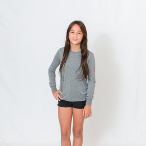 Gray Kids Long Sleeve Jersey Tee with Ari Heart and Be the Light on the Left Sleeve