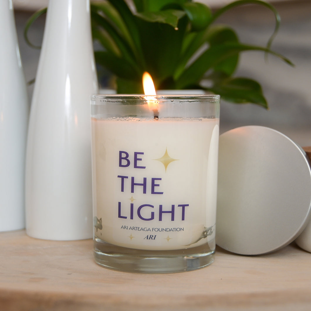 Be the Light Ari Arteaga Foundation Scented Candle Lit