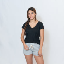 Load image into Gallery viewer, Ladies Oxford Gray Rally Shorts with Ari Heart in Red Writing on Left Thigh
