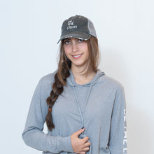 Load image into Gallery viewer, Be the Light Unisex Frayed Trucker Cap in Black/Gray
