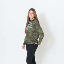 Load image into Gallery viewer, Be the Light White Text Unisex Lightweight Camo Hoodie with Kangaroo Pocket
