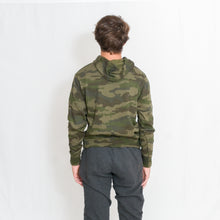 Load image into Gallery viewer, Rear View Be the Light White Text Unisex Lightweight Camo Hoodie with Kangaroo Pocket
