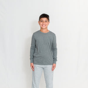 Gray Youth Fleece Joggers with Pockets and Be the Light Design on Left Thigh